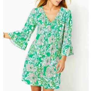Lilly Pulitzer Danika 3/4 Sleeve Tunic Dress Spearmint Blossom Print Size 00 NWT